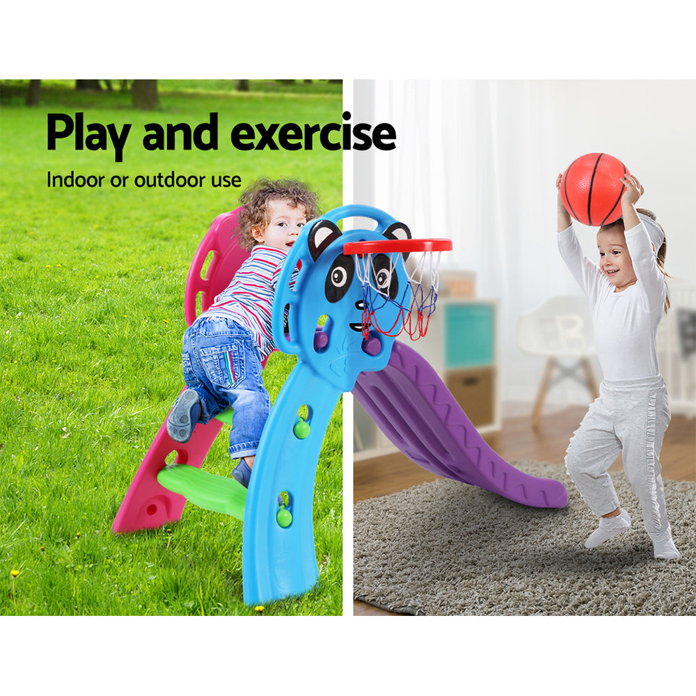 Keezi Kids Slide with Basketball Hoop Outdoor Indoor Playground Toddler Play-Baby & Kids > Toys-PEROZ Accessories