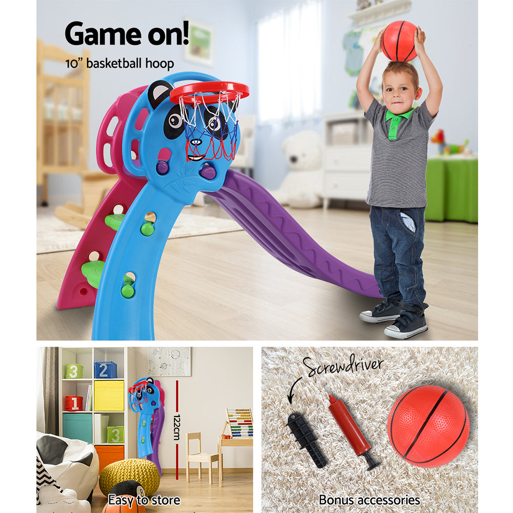Keezi Kids Slide with Basketball Hoop Outdoor Indoor Playground Toddler Play-Baby & Kids > Toys-PEROZ Accessories