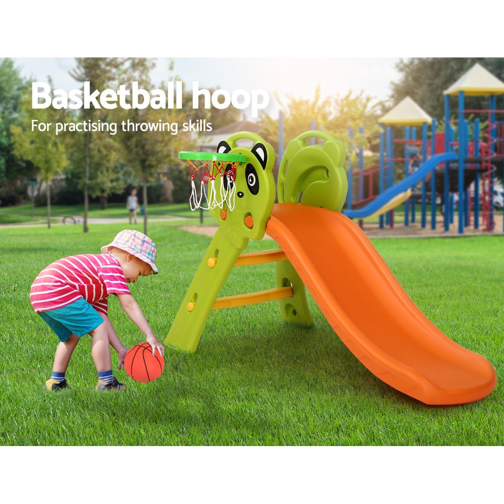Keezi Kids Slide Basketball Hoop Activity Center Outdoor Toddler Play Set Orange-Baby & Kids > Toys-PEROZ Accessories