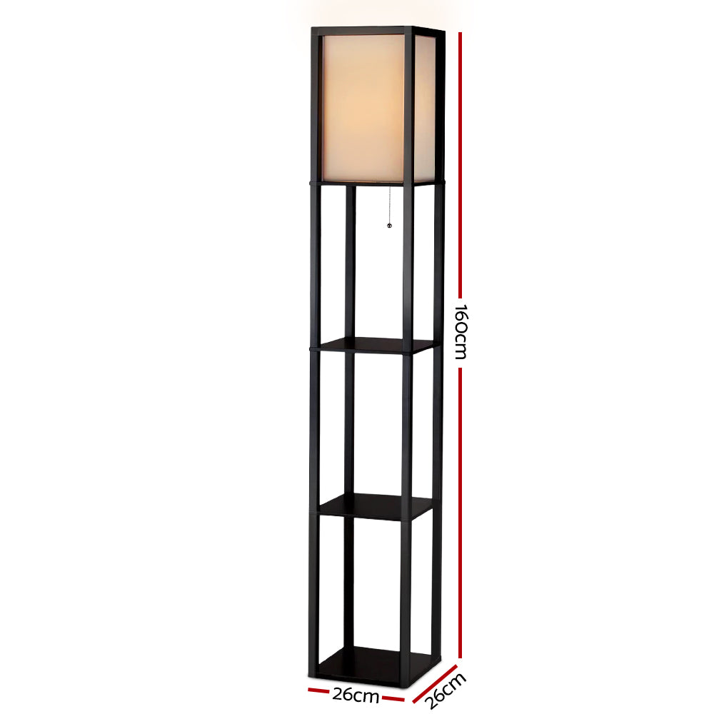 Artiss Led Floor Lamp Shelf Vintage Wood Standing Light Reading Storage Bedroom-Home & Garden > Lighting - Peroz Australia - Image - 3