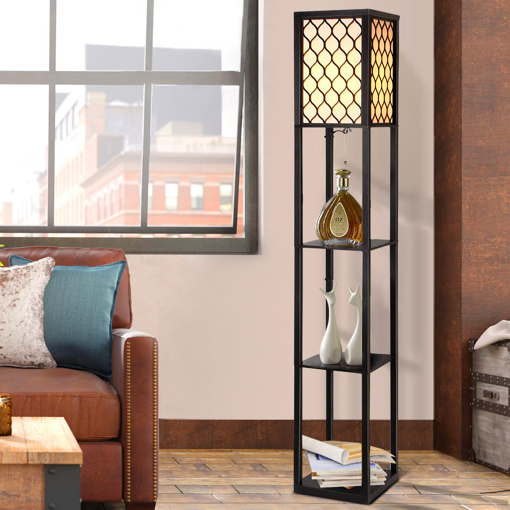 Artiss Floor Lamp Storage Shelf LED Lamps Vintage Standing Reading Light Bedroom-Furniture > Bedroom - Peroz Australia - Image - 1