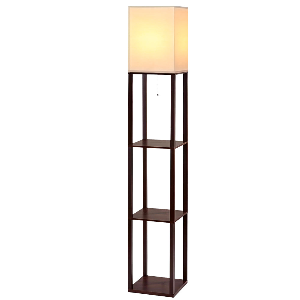 Artiss Shelf Floor Lamp Vintage Wood Reading Light Storage Organizer Home Office-Furniture > Bedroom - Peroz Australia - Image - 2