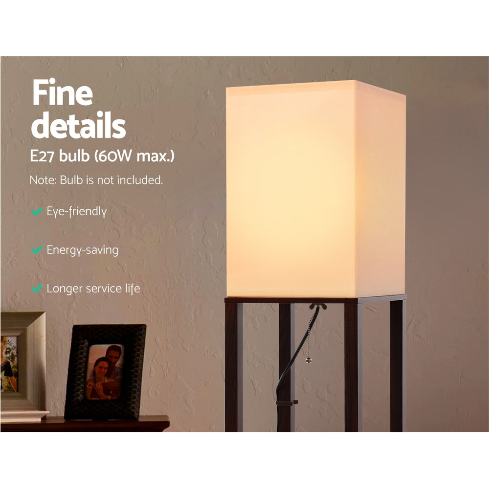 Artiss Shelf Floor Lamp Vintage Wood Reading Light Storage Organizer Home Office-Furniture > Bedroom - Peroz Australia - Image - 6