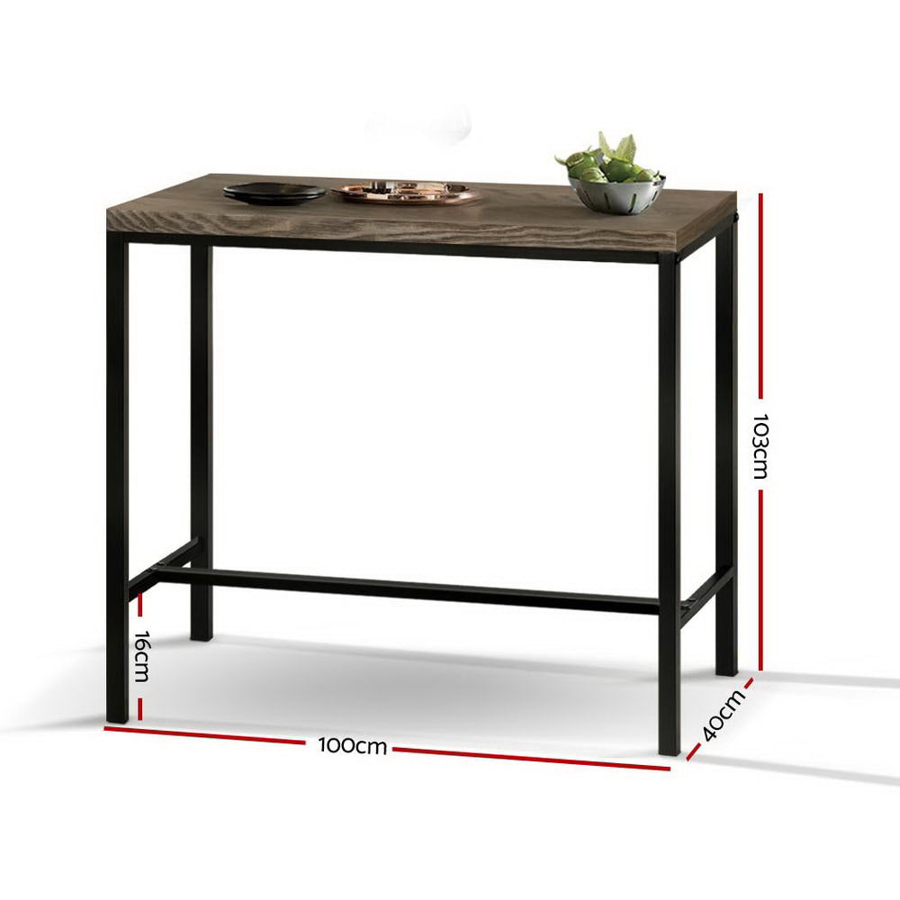 Artiss Vintage Industrial High Bar Table for Stool Kitchen Cafe Desk Dark Brown-Furniture > Bar Stools & Chairs-PEROZ Accessories