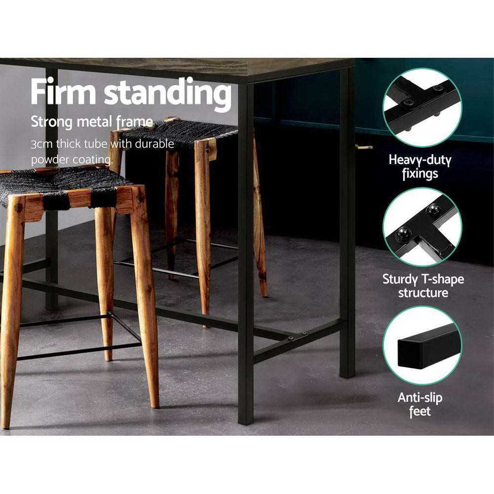 Artiss Vintage Industrial High Bar Table for Stool Kitchen Cafe Desk Dark Brown-Furniture > Bar Stools & Chairs-PEROZ Accessories