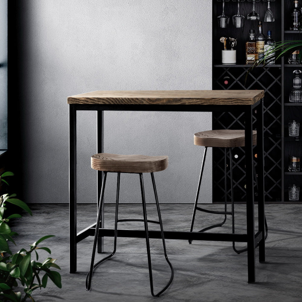 Artiss Vintage Industrial High Bar Table for Stool Kitchen Cafe Desk Dark Brown-Furniture > Bar Stools & Chairs-PEROZ Accessories