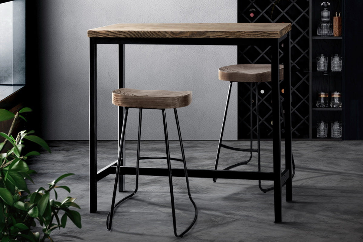 Artiss Vintage Industrial High Bar Table for Stool Kitchen Cafe Desk Dark Brown-Furniture > Bar Stools & Chairs-PEROZ Accessories