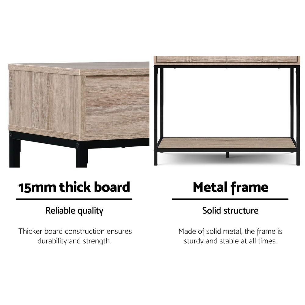 Artiss Hallway Console Table Hall Side Entry Display Desk Drawer Storage Oak-Furniture > Living Room - Peroz Australia - Image - 3