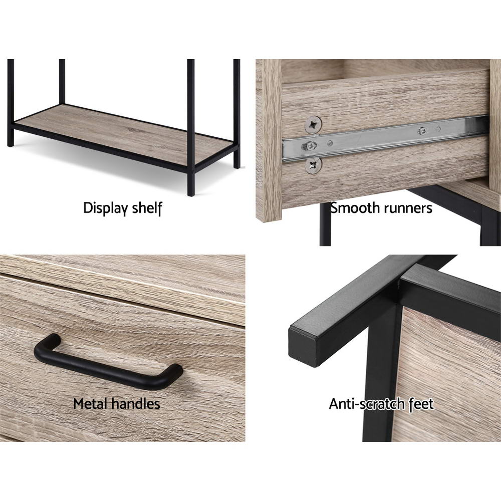 Artiss Hallway Console Table Hall Side Entry Display Desk Drawer Storage Oak-Furniture > Living Room - Peroz Australia - Image - 5