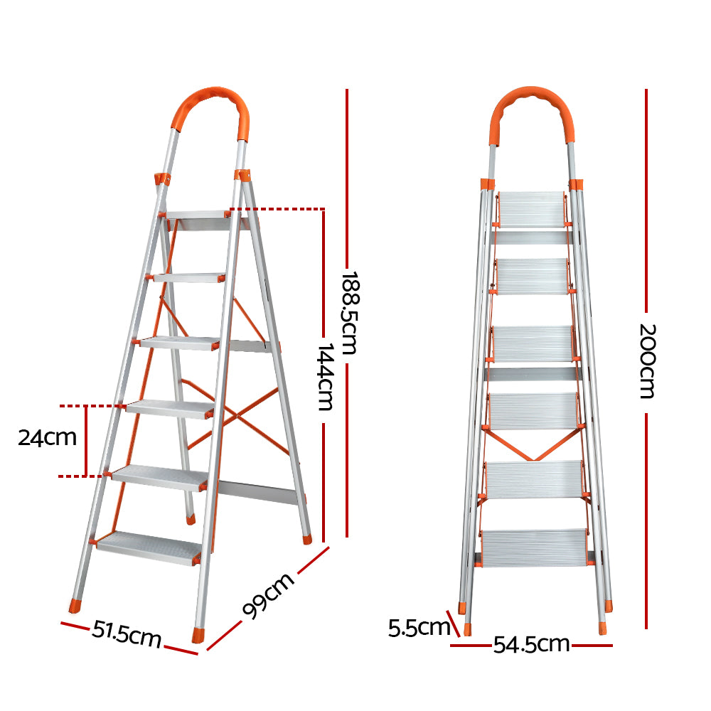 Giantz 6 Step Ladder Multi-Purpose Folding Aluminium Light Weight Non Slip Platform-Tools > Other Tools-PEROZ Accessories
