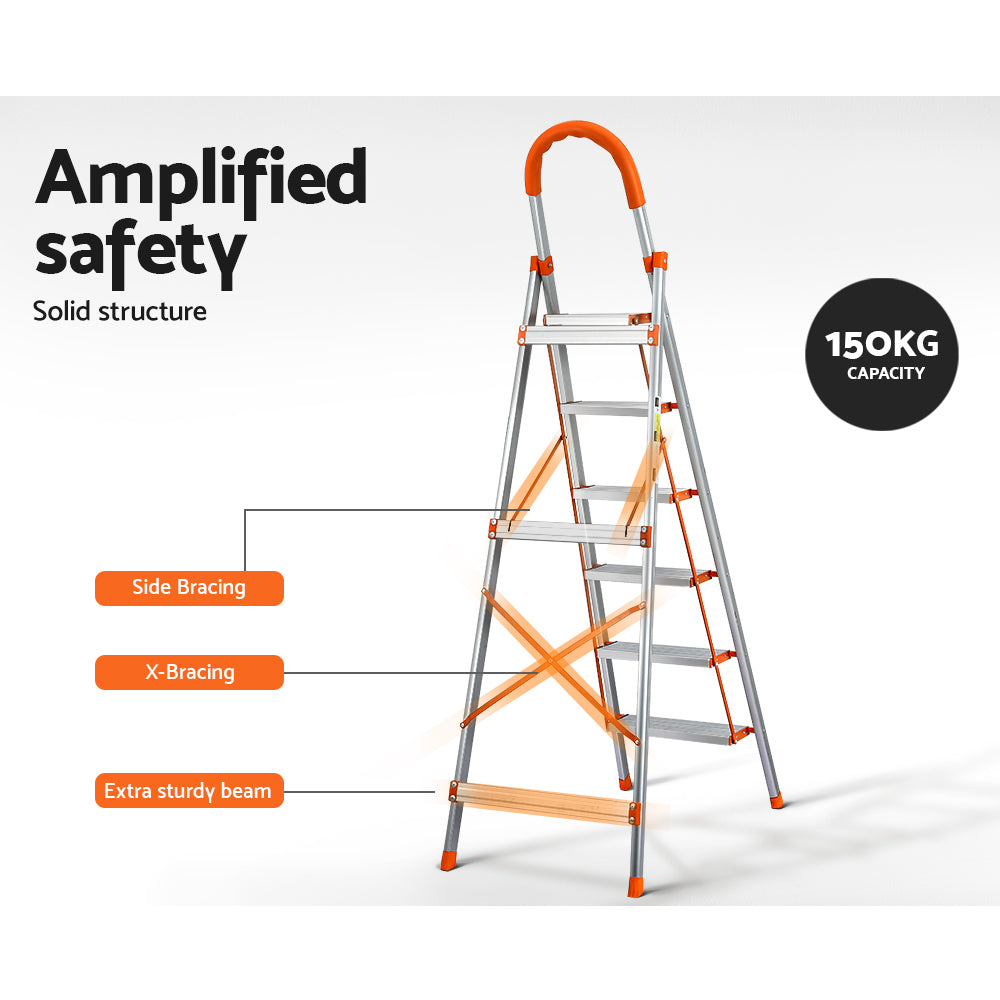 Giantz 6 Step Ladder Multi-Purpose Folding Aluminium Light Weight Non Slip Platform-Tools > Other Tools-PEROZ Accessories