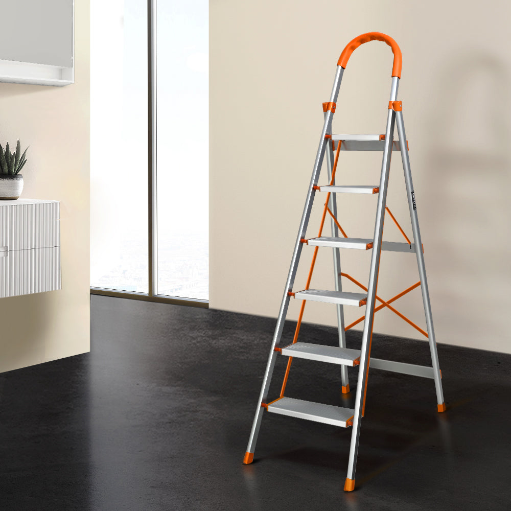 Giantz 6 Step Ladder Multi-Purpose Folding Aluminium Light Weight Non Slip Platform-Tools > Other Tools-PEROZ Accessories