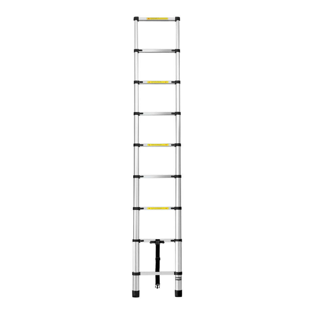 Giantz 2.6M Telescopic Ladder Aluminium Extension Extendable Steps Adjustable Height-Tools > Other Tools-PEROZ Accessories