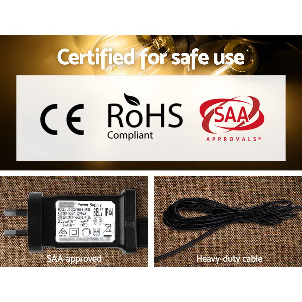 Jingle Jollys 23m LED Festoon String Lights 20 Bulbs Kits Wedding Party Christmas S14-Occasions > Lights-PEROZ Accessories