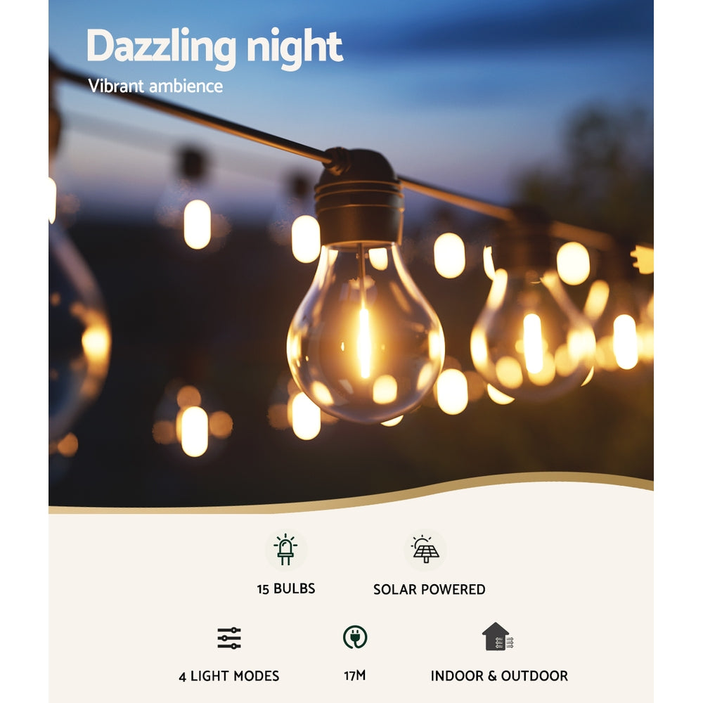 Jingle Jollys 34m Solar Festoon String Lights Outdoor Christmas Light 30 LEDs-Home & Garden > Lighting-PEROZ Accessories
