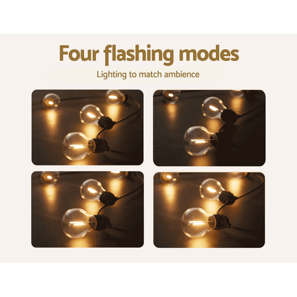 Jingle Jollys 50m Festoon Lights Solar LED String Light Outdoor Christmas Party-Occasions > Christmas-PEROZ Accessories