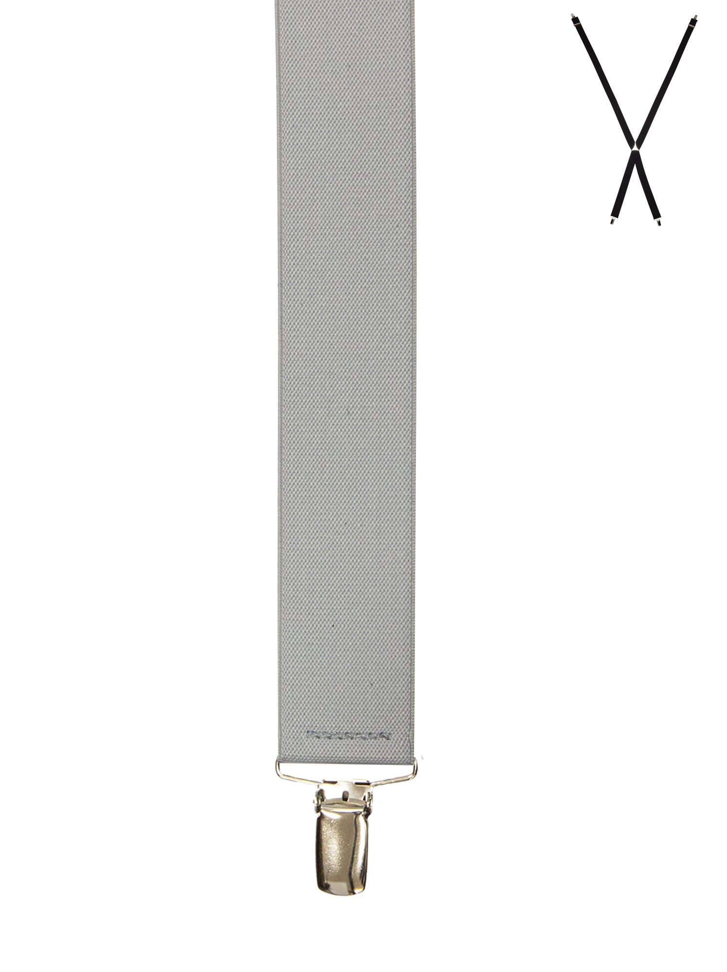 BRACES. X-Back with Nickel Clips. Plain Light Grey. 35mm width.-Braces-PEROZ Accessories