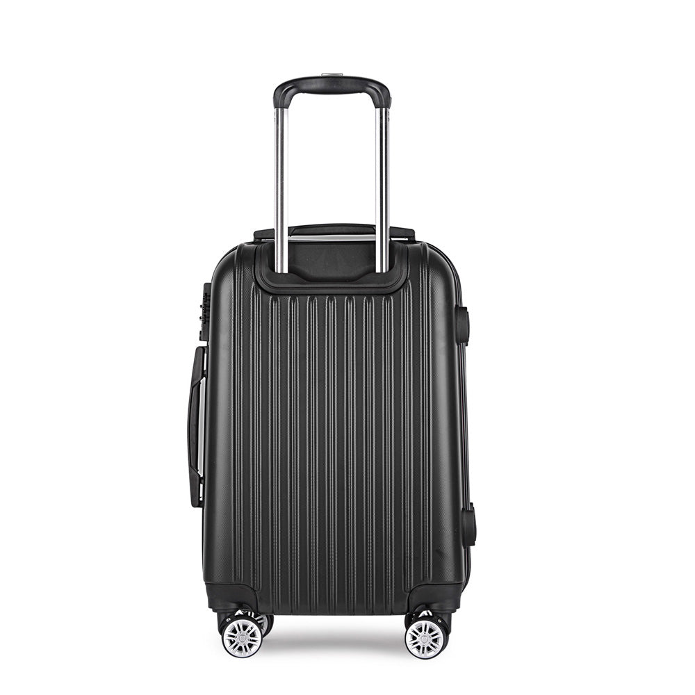 Wanderlite 28" 75cm Luggage Trolley Travel Set Suitcase Carry On Hard Case TSA Lock Lightweight Black-Luggage-PEROZ Accessories