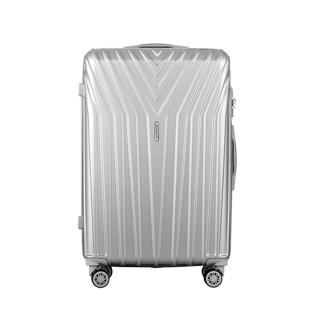 Wanderlite 75cm 3pc Luggage Trolley Suitcase Sets Travel TSA Hard Case Silver-Luggage-PEROZ Accessories