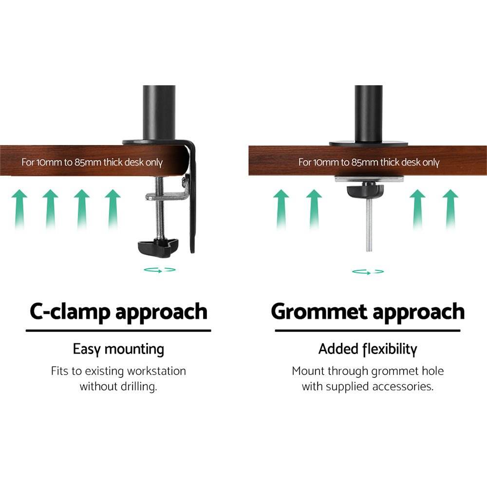 Artiss Monitor Arm Mount Dual 32" Black-Furniture > Office-PEROZ Accessories