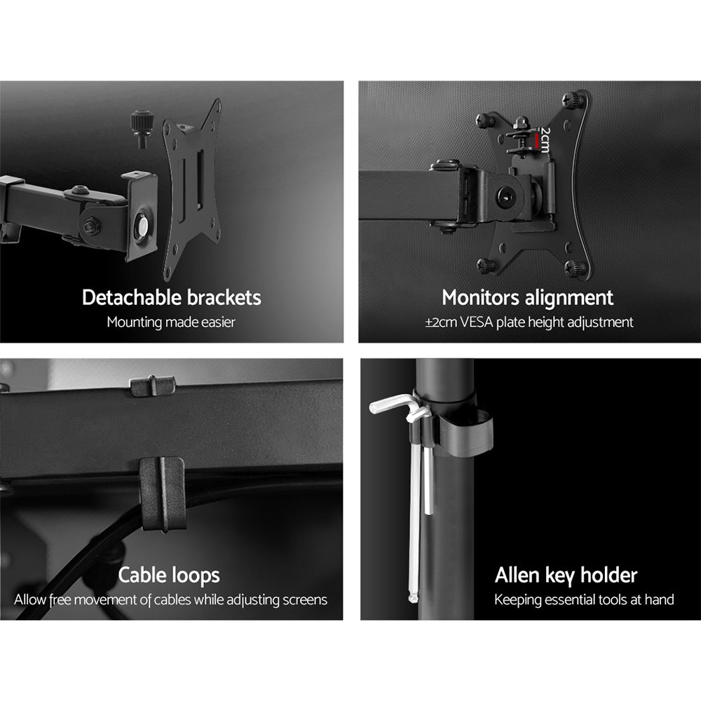 Artiss Monitor Arm Mount Dual 32" Black-Furniture > Office-PEROZ Accessories