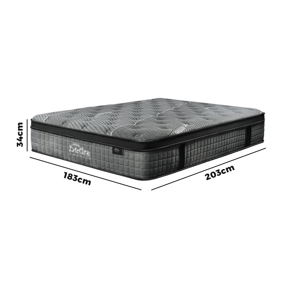 Bedra King Mattress Breathable Spring Mattress Euro Top Latex Foam 34cm 7 zone-Mattress-PEROZ Accessories
