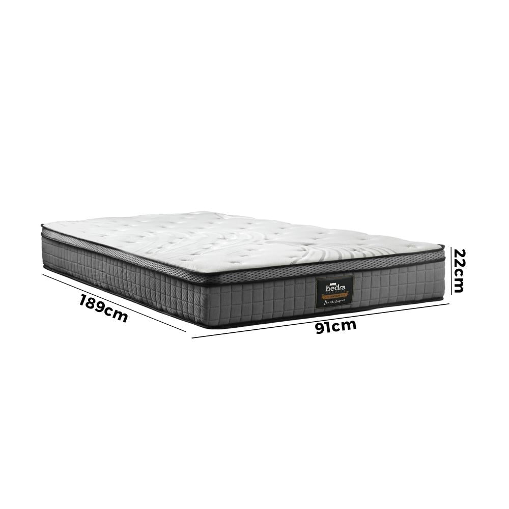 Bedra Single Mattress Bed Spring Mattress 4D Mesh Fabric Euro Top Medium 22cm-Mattress-PEROZ Accessories