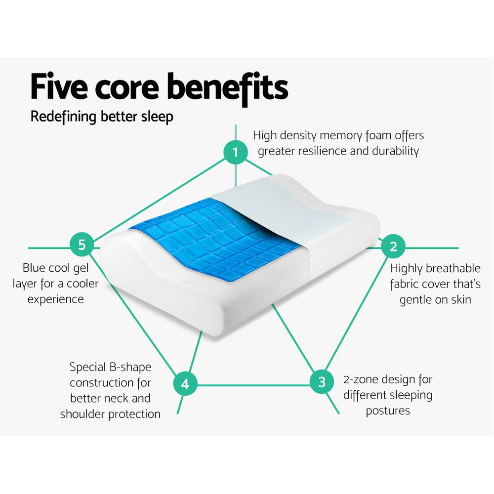 Giselle Bedding Set of 2 Cool Gell Memory Foam Pillows-Home & Garden > Bedding-PEROZ Accessories