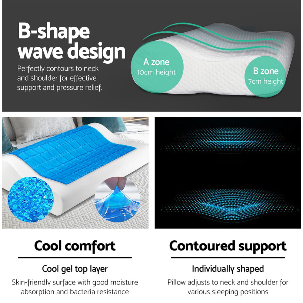 Giselle Bedding Set of 2 Cool Gell Memory Foam Pillows-Home & Garden > Bedding-PEROZ Accessories