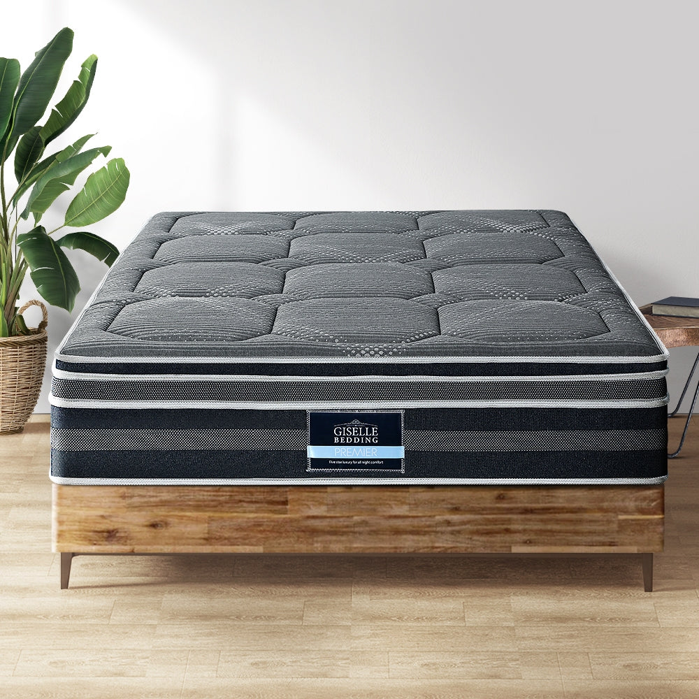 Giselle 35CM QUEEN Mattress Bed 7 Zone Dual Euro Top Pocket Spring Medium Firm-Furniture &gt; Mattresses-PEROZ Accessories