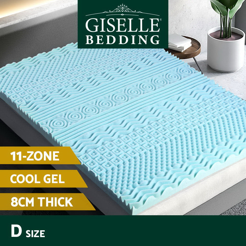 Giselle Bedding Memory Foam Mattress Topper 11-Zone 8cm Double-Home &amp; Garden &gt; Bedding-PEROZ Accessories