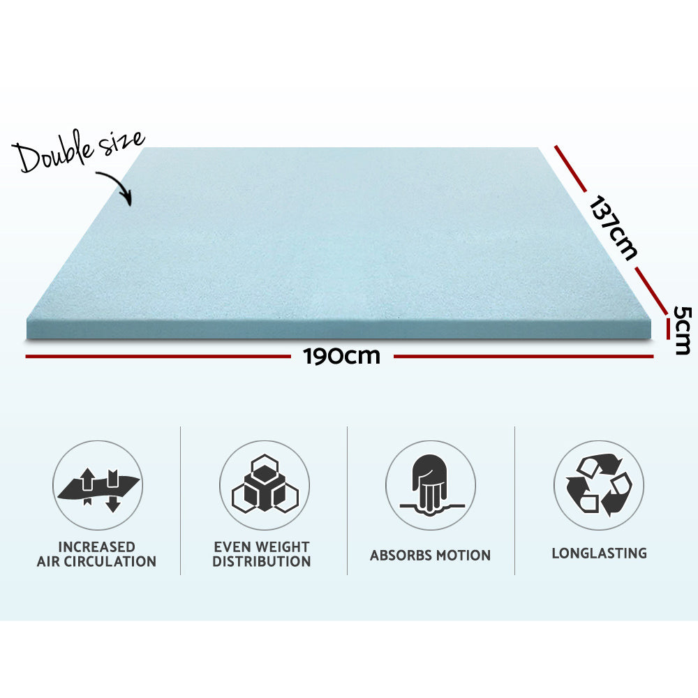 Giselle Bedding Cool Gel Memory Foam Mattress Topper w/Bamboo Cover 5cm - Double-Furniture > Mattresses-PEROZ Accessories