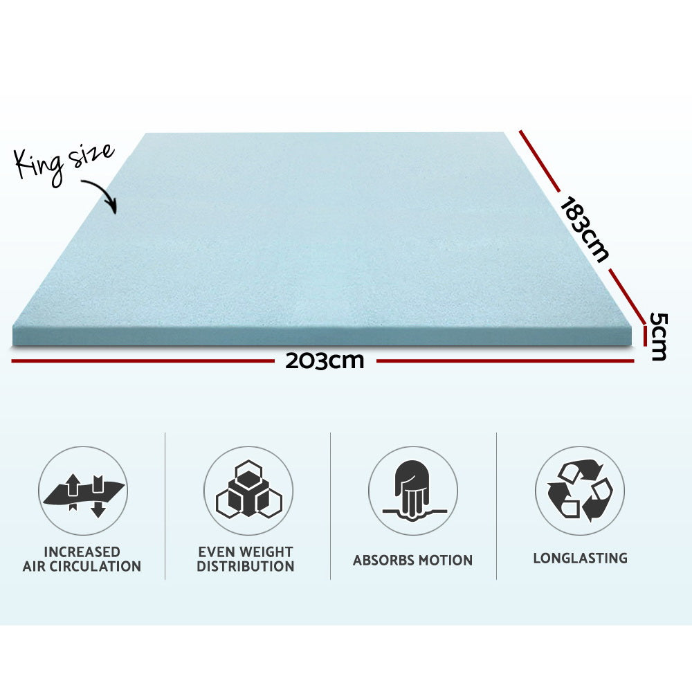 Giselle Bedding Cool Gel Memory Foam Mattress Topper w/Bamboo Cover 5cm - King-Furniture > Mattresses-PEROZ Accessories