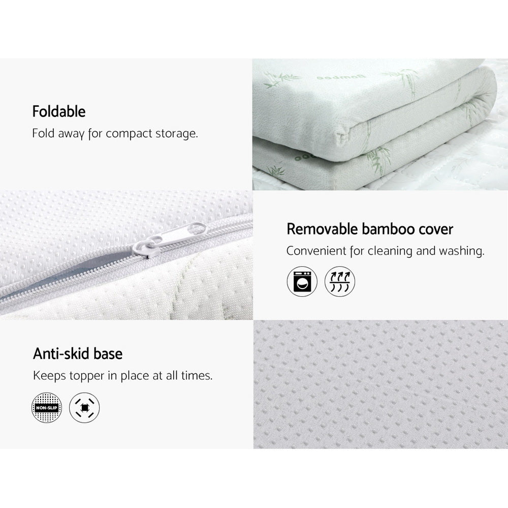 Giselle Bedding Cool Gel Memory Foam Mattress Topper w/Bamboo Cover 8cm - Double-Furniture &gt; Mattresses-PEROZ Accessories