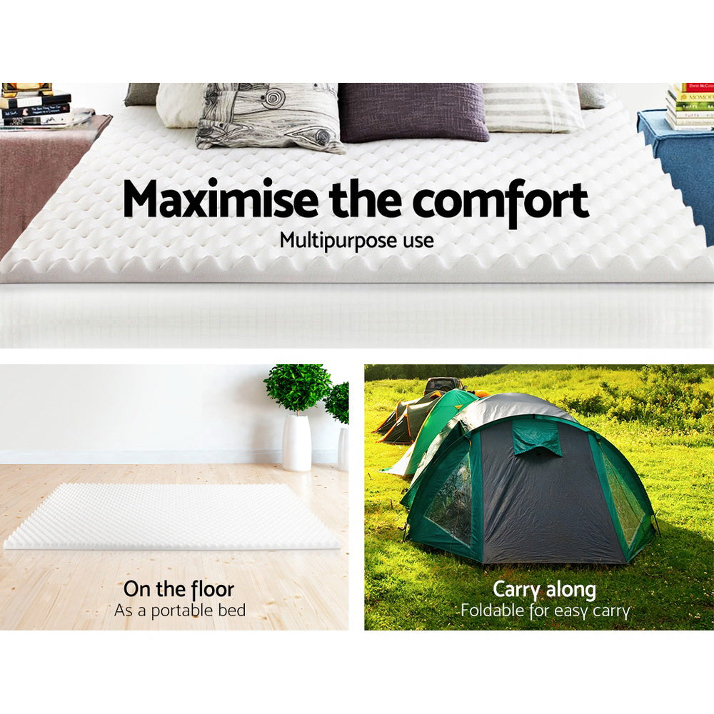 Giselle Bedding Mattress Topper Egg Crate Foam Toppers Bed Protector Underlay D-Furniture > Mattresses-PEROZ Accessories