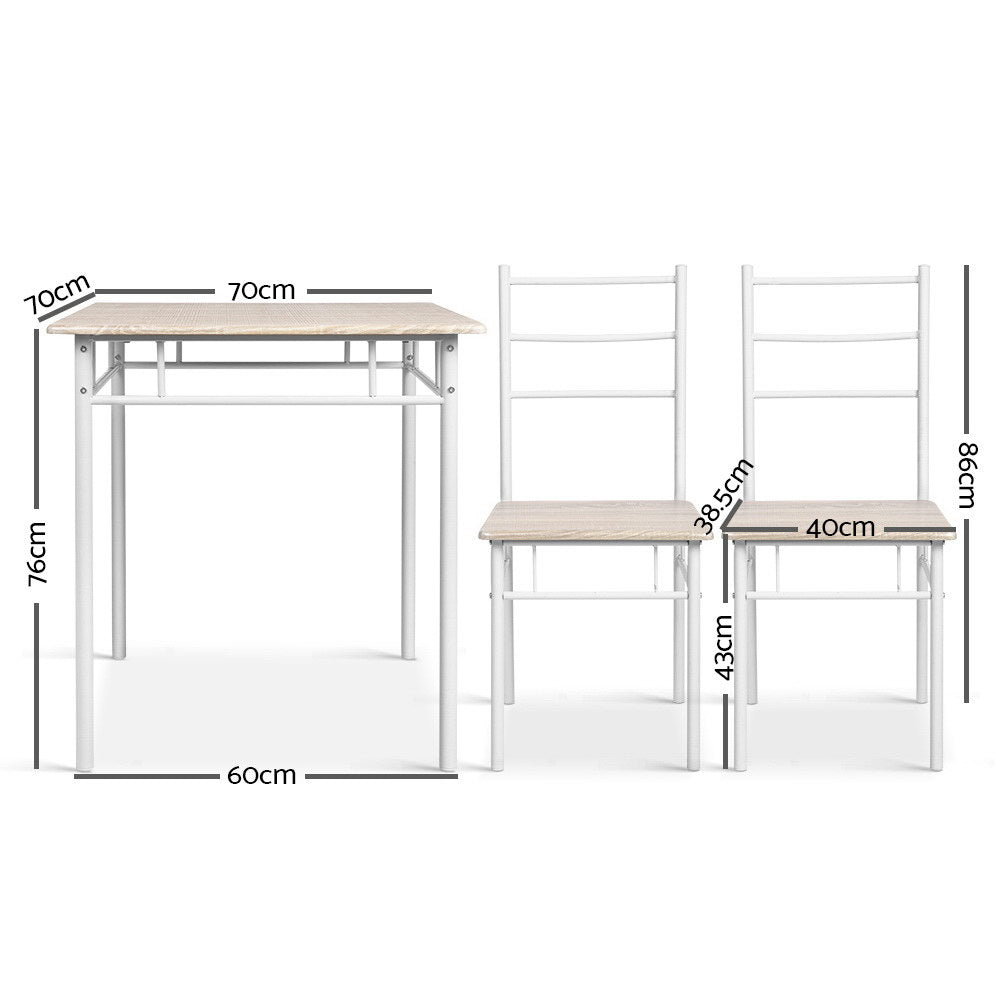 Artiss 3 Piece Dining Set - Natural-Furniture > Dining - Peroz Australia - Image - 3