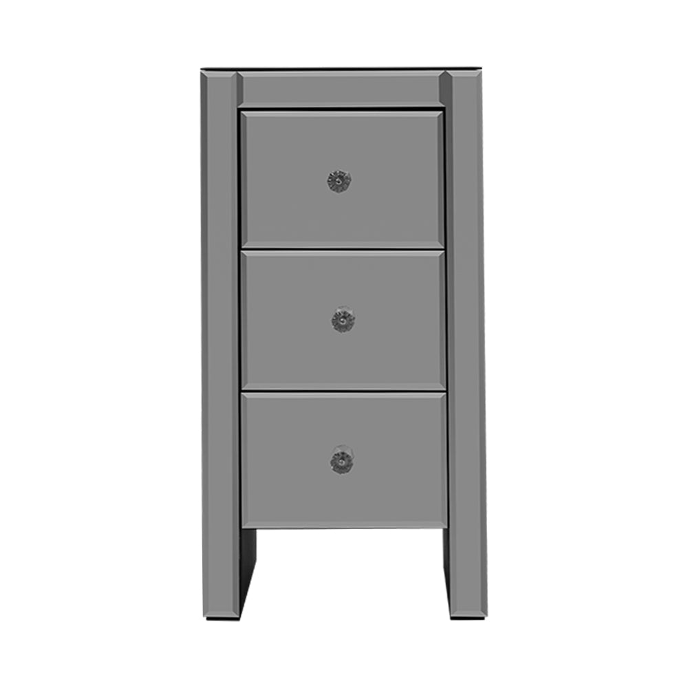 Artiss Mirrored Bedside Tables Drawers Crystal Chest Nightstand Glass Grey-Furniture > Bedroom - Peroz Australia - Image - 4