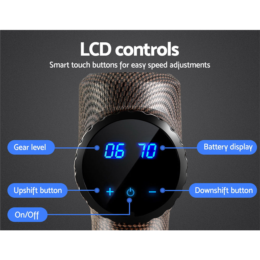 Everfit Massage Gun 6 Heads Massager Electric LCD Vibration Relief Percussion-Massagers-PEROZ Accessories