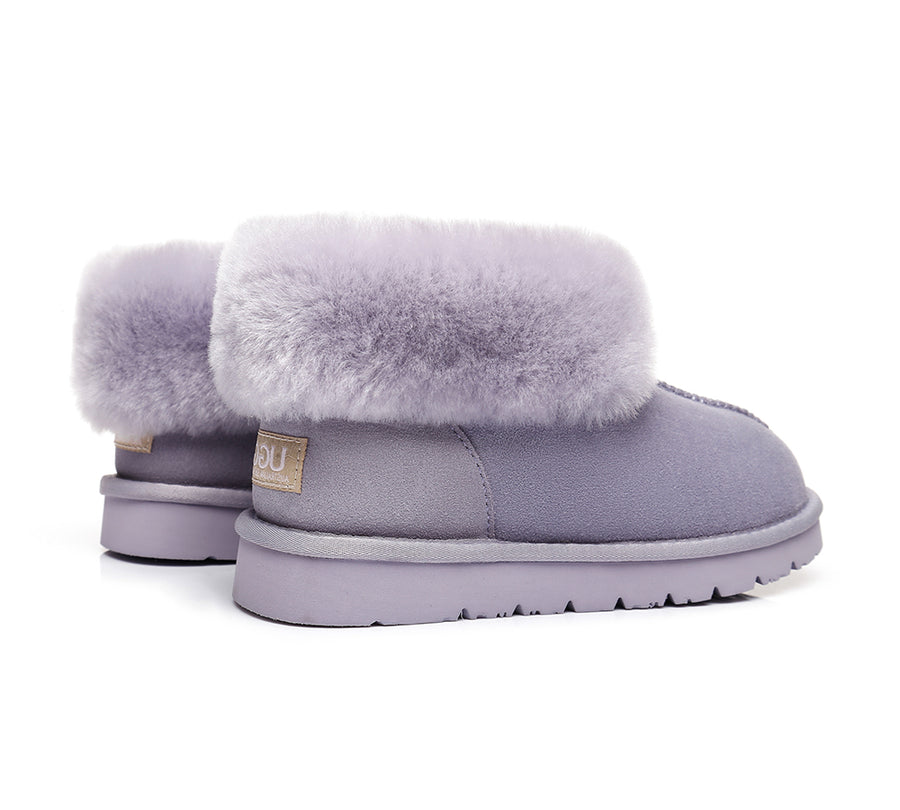 Australian Shepherd UGG Slippers Mallow Double Face Sheepskin Unisex Ankle Collar Slipper Water Resistant-Slippers-PEROZ Accessories