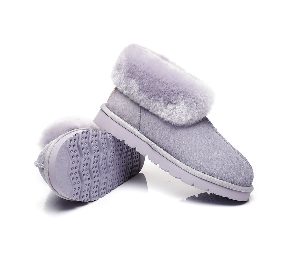 Australian Shepherd UGG Slippers Mallow Double Face Sheepskin Unisex Ankle Collar Slipper Water Resistant-Slippers-PEROZ Accessories