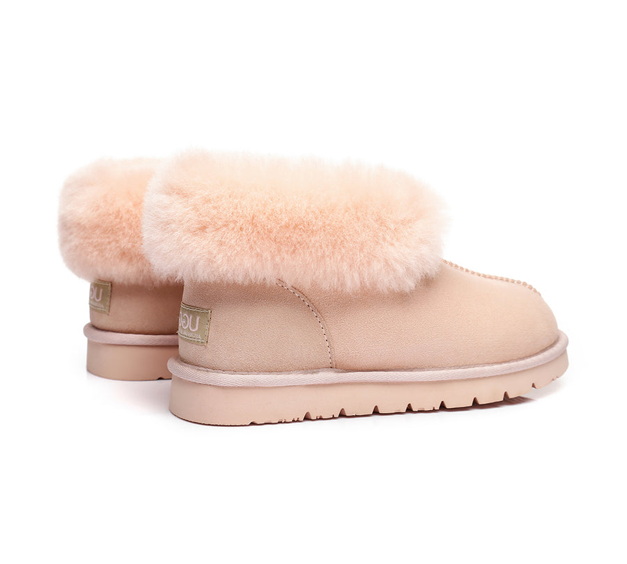 Australian Shepherd UGG Slippers Mallow Double Face Sheepskin Unisex Ankle Collar Slipper Water Resistant-Slippers-PEROZ Accessories