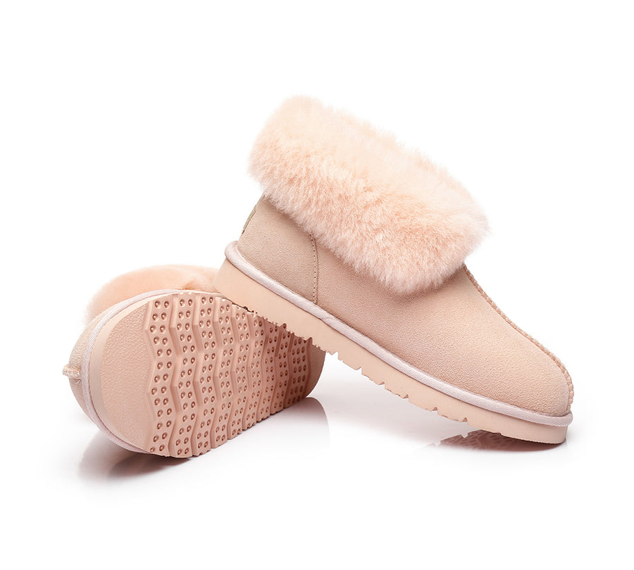 Australian Shepherd UGG Slippers Mallow Double Face Sheepskin Unisex Ankle Collar Slipper Water Resistant-Slippers-PEROZ Accessories