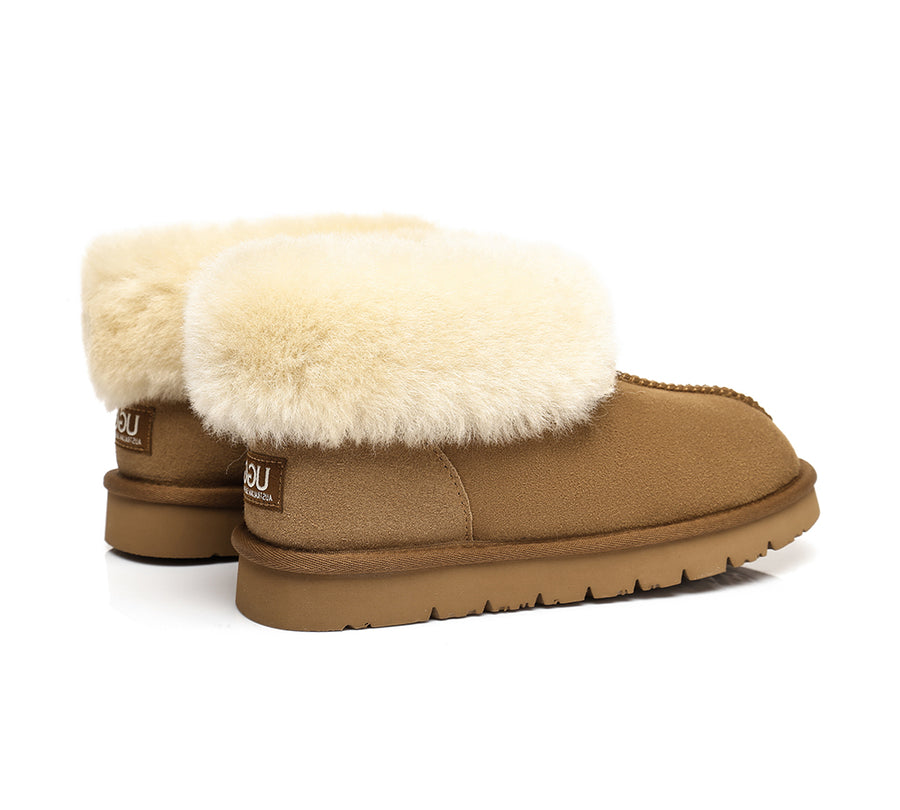 Australian Shepherd UGG Slippers Mallow Double Face Sheepskin Unisex Ankle Collar Slipper Water Resistant-Slippers-PEROZ Accessories