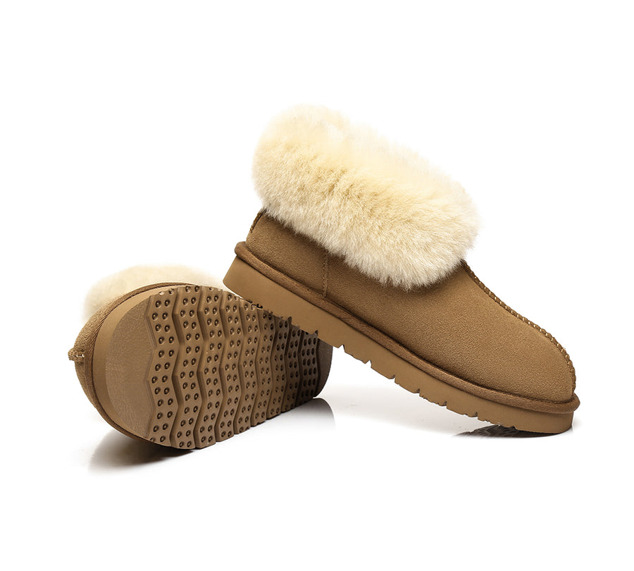Australian Shepherd UGG Slippers Mallow Double Face Sheepskin Unisex Ankle Collar Slipper Water Resistant-Slippers-PEROZ Accessories