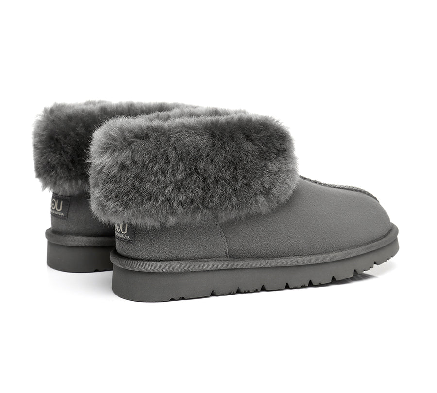 Australian Shepherd UGG Slippers Mallow Double Face Sheepskin Unisex Ankle Collar Slipper Water Resistant-Slippers-PEROZ Accessories