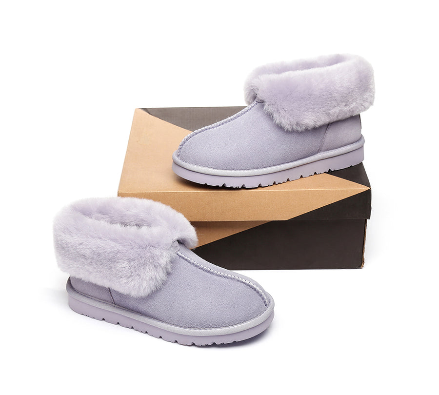 Australian Shepherd UGG Slippers Mallow Double Face Sheepskin Unisex Ankle Collar Slipper Water Resistant-Slippers-PEROZ Accessories