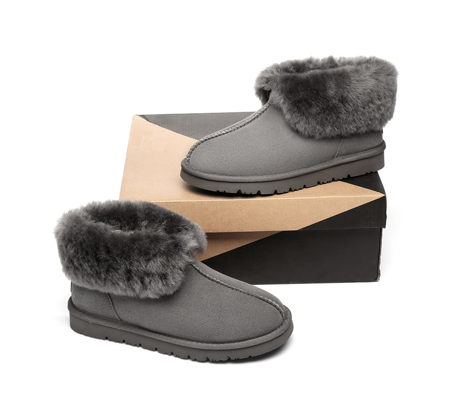 Australian Shepherd UGG Slippers Mallow Double Face Sheepskin Unisex Ankle Collar Slipper Water Resistant-Slippers-PEROZ Accessories