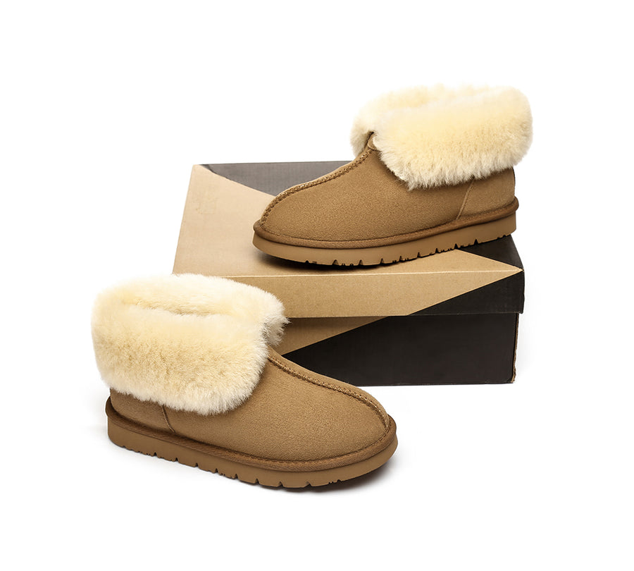 Australian Shepherd UGG Slippers Mallow Double Face Sheepskin Unisex Ankle Collar Slipper Water Resistant-Slippers-PEROZ Accessories