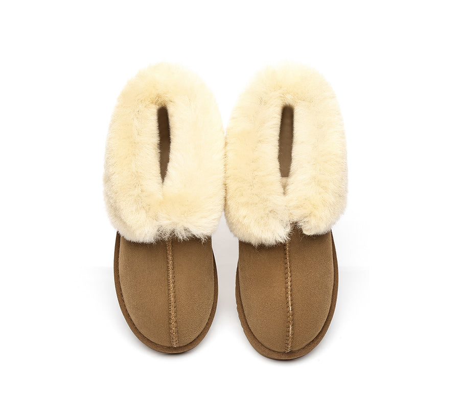 Australian Shepherd UGG Slippers Mallow Double Face Sheepskin Unisex Ankle Collar Slipper Water Resistant-Slippers-PEROZ Accessories