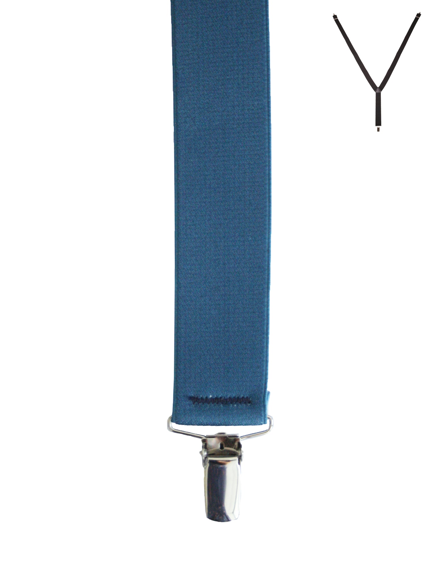 BRACES. Y-Back with Nickel Clips. Plain Mineral Blue. 35mm width.-Braces-PEROZ Accessories